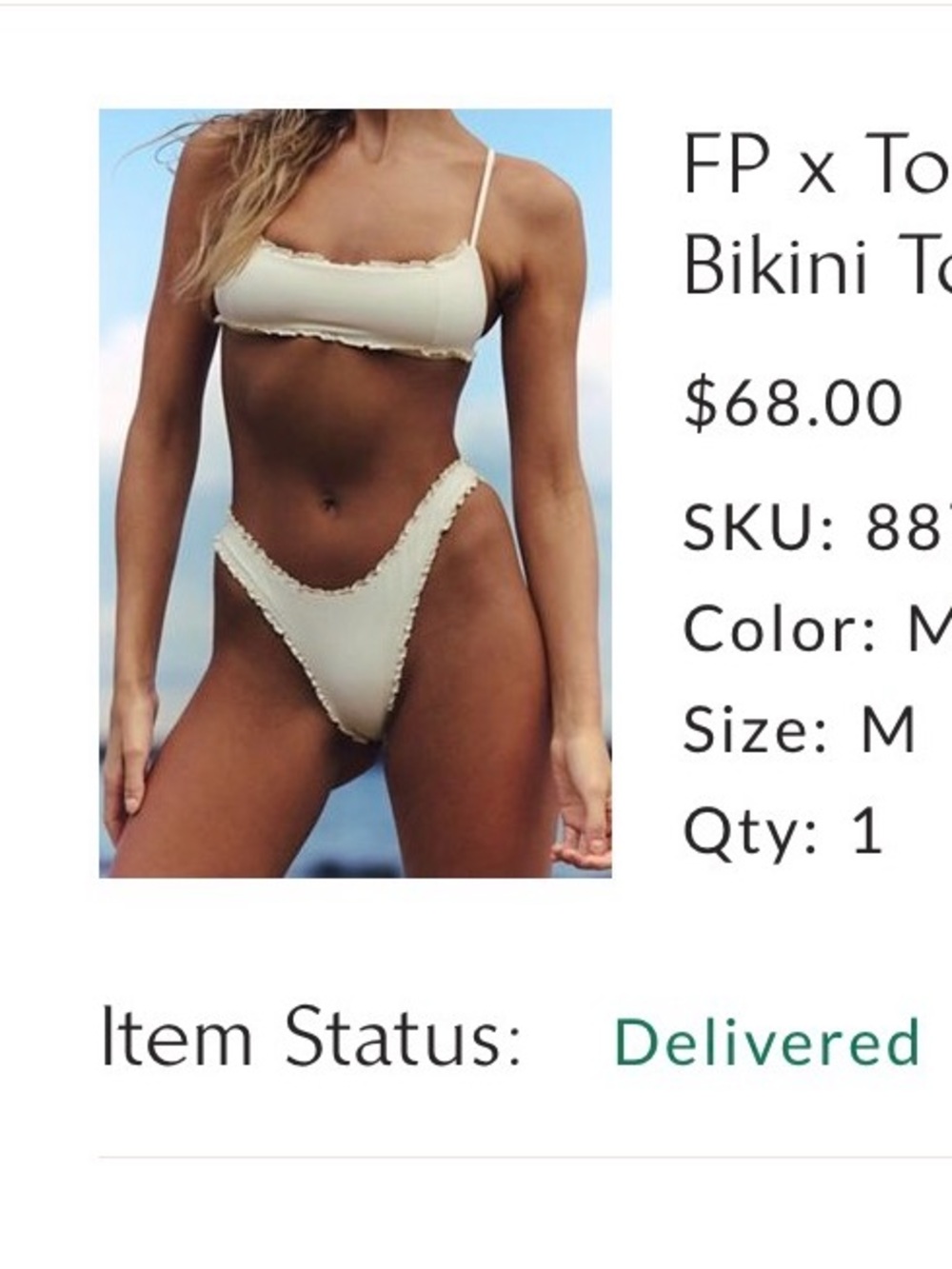 Free People Cream Ruffle-Trim Bikini Top & High-Cut Bottom